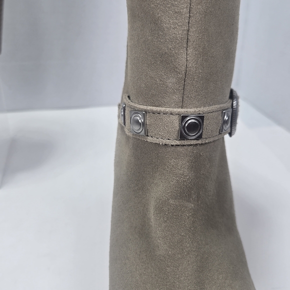 Lucky Brand SOGN buckled Block Heeled Suede Leather Western Boots Size 9 1/2 9.5 - Picture 6 of 16